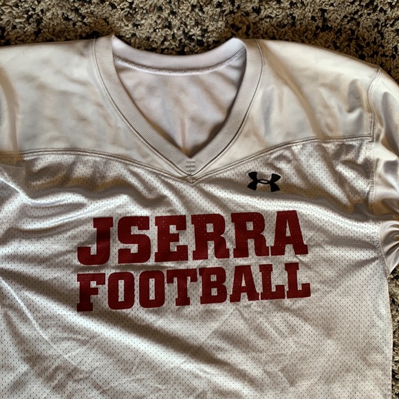 Under Armour J SERRA Highschool Football Jersey White Scrunch Sleeves Size XL - Picture 4 of 11